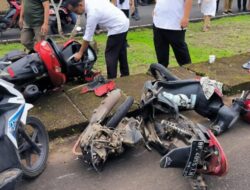 Dua Unit Motor Alami Kecelakaan Hebat Di Depan Kantor Bupati Lingga